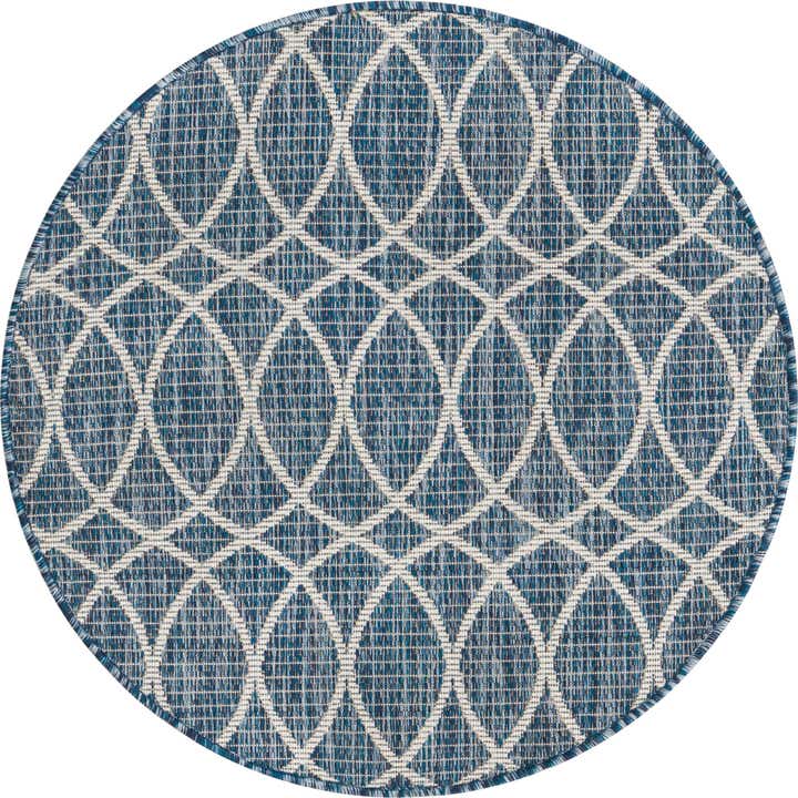 3' x 3' Easy-Clean Trellis Indoor / Outdoor Round Rug
