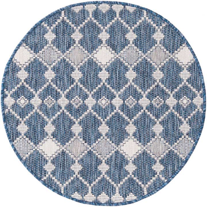 3' x 3' Easy-Clean Trellis Indoor / Outdoor Round Rug