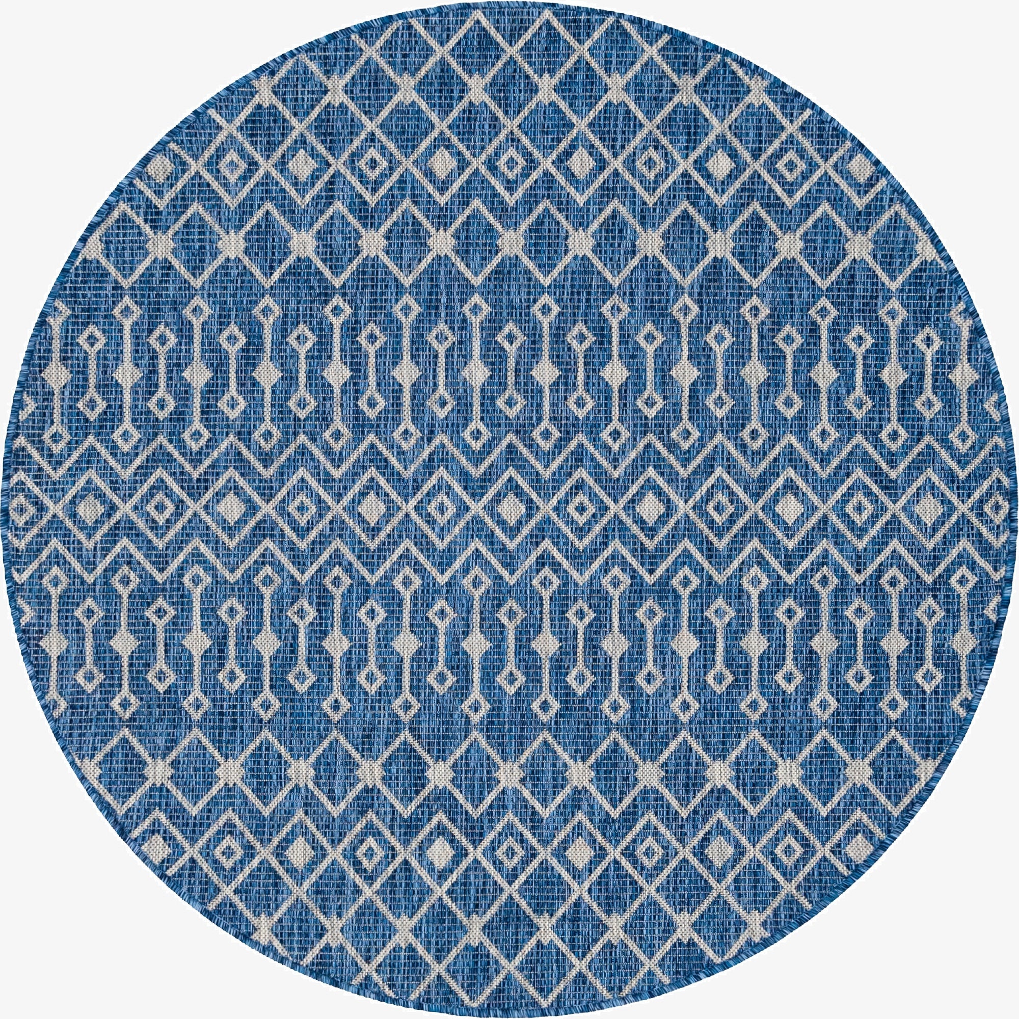 5' 3 x 5' 3  Washable Trellis Indoor / Outdoor Round Rug