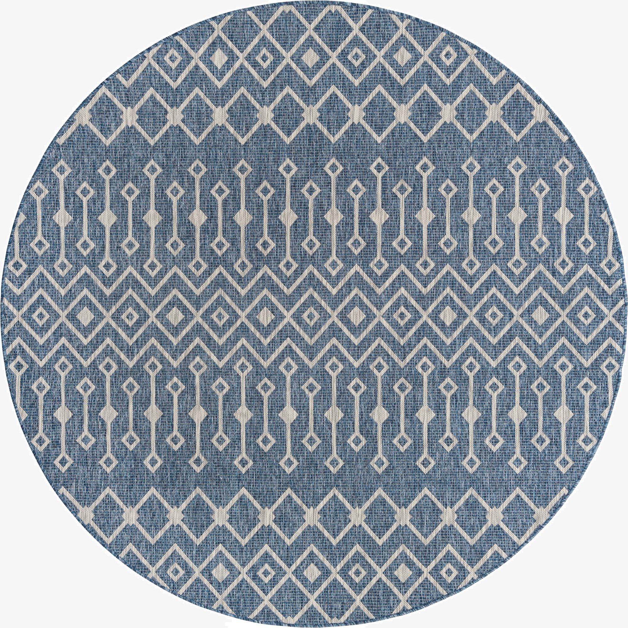 7' 10 x 7' 10  Washable Trellis Indoor / Outdoor Round Rug