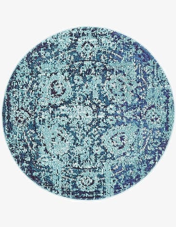 Blue Washable Palazzo Round Rug