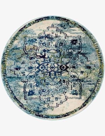 Blue Washable Palazzo Round Rug