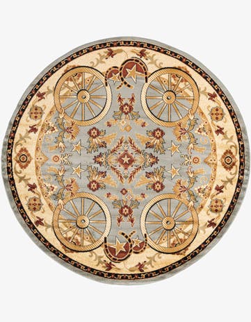 Blue Pioneer Round Rug