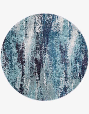 Blue Washable Sevilla Round Rug