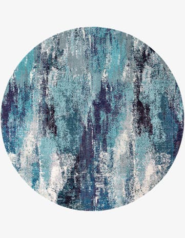 Blue Washable Sevilla Round Rug