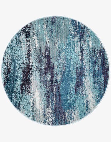 Blue Washable Sevilla Round Rug