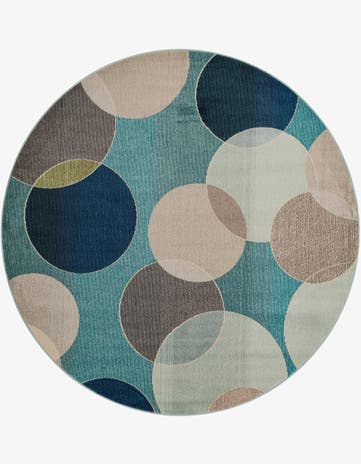 Blue Washable Theia Round Rug