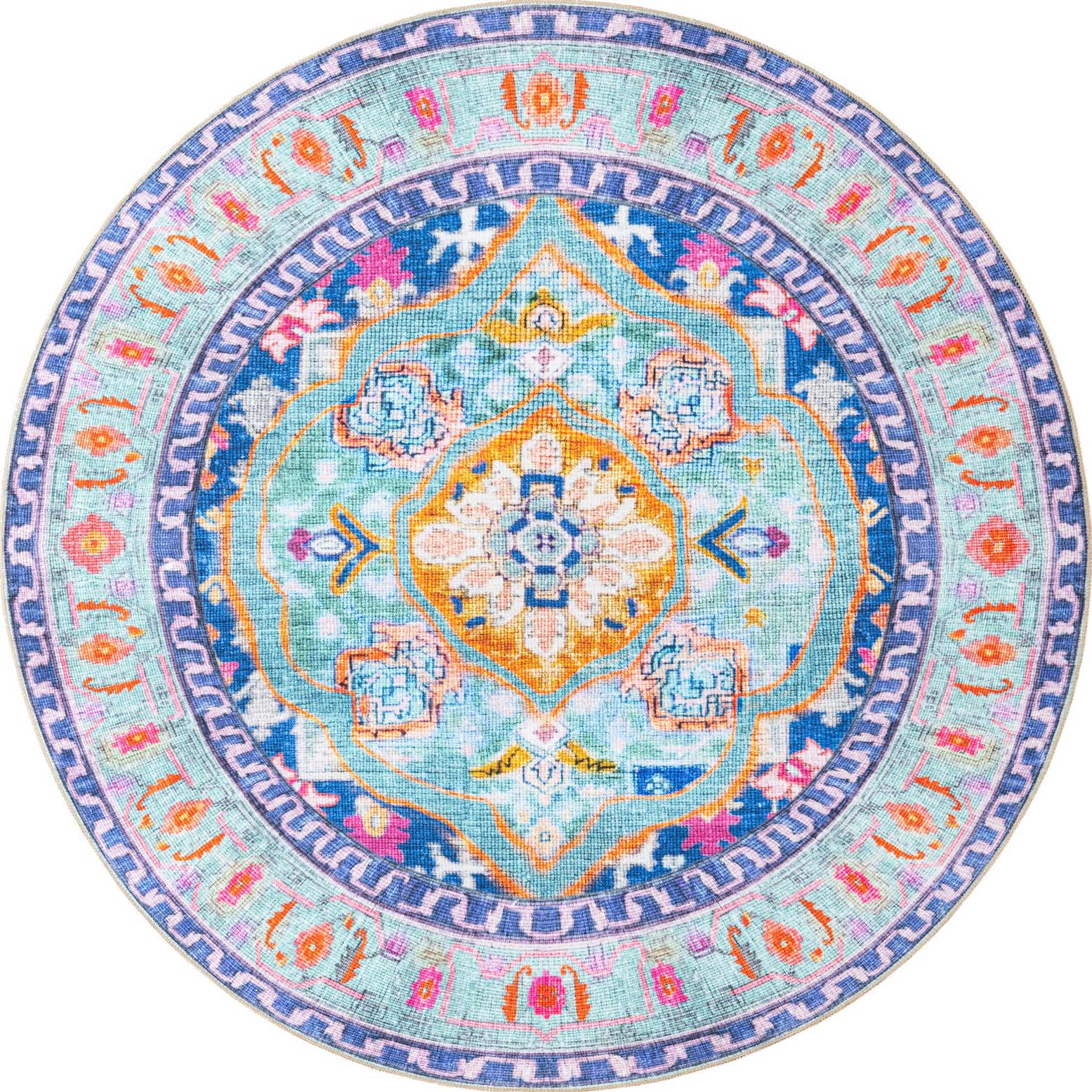 7' 7 x 7' 7 Washable Timeless Round Rug