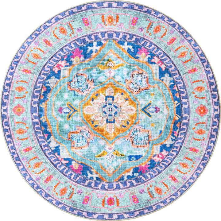 7' 7 x 7' 7 Washable Timeless Round Rug