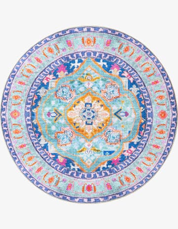7' 7 x 7' 7 Washable Timeless Round Rug