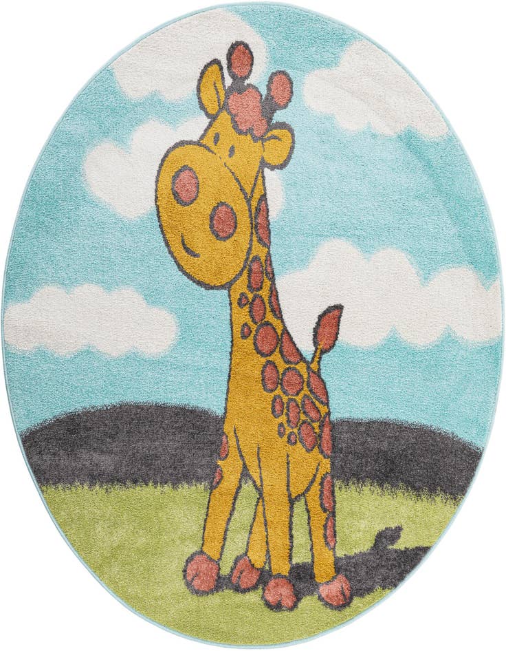 Detail image of 5' 1 x 5' 1 Giraffe Whimsy Kids Round Rug