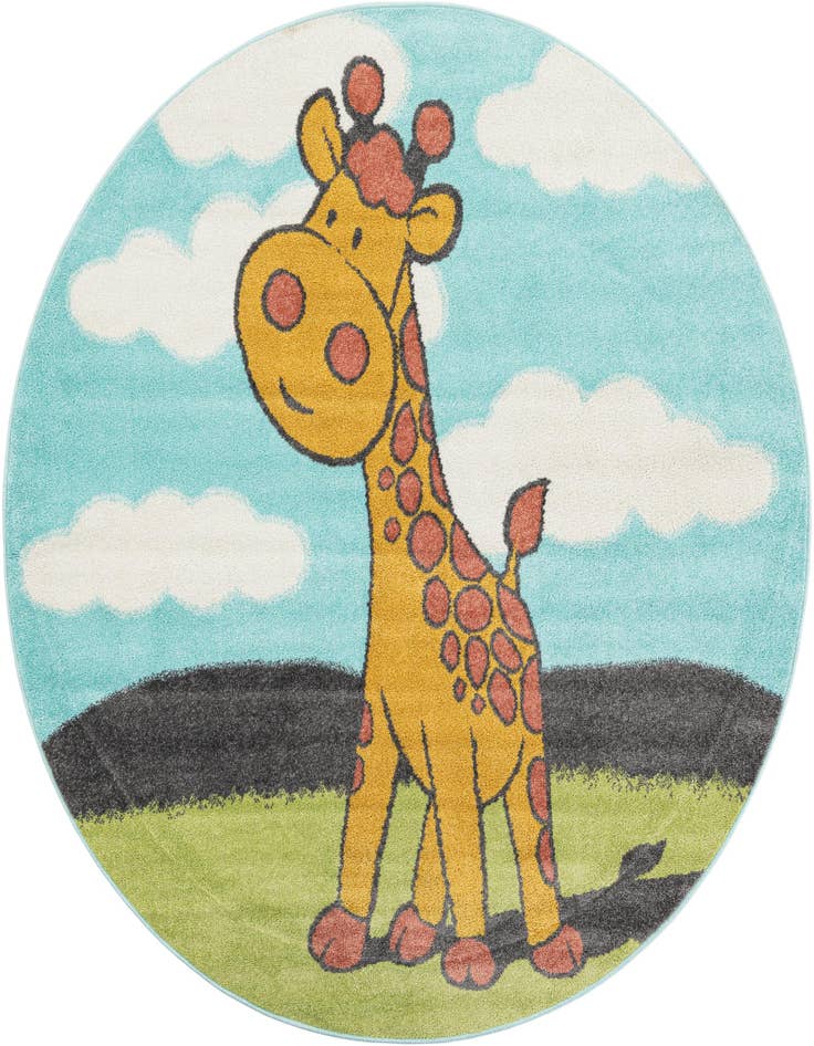 Detail image of 6' 1 x 6' 1 Giraffe Whimsy Kids Round Rug