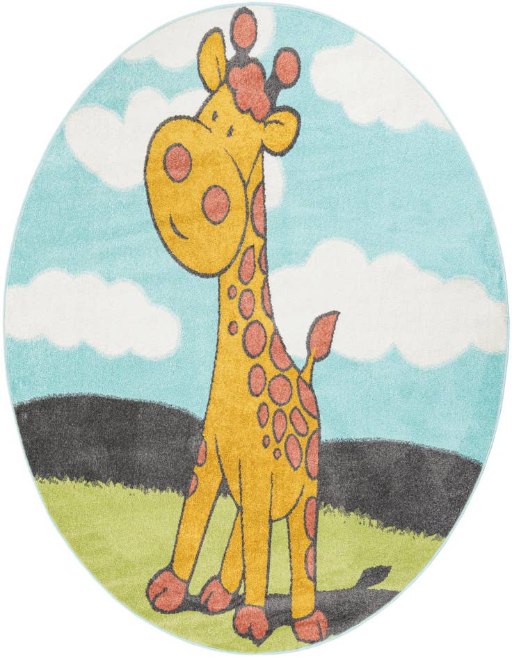 Detail image of 7' 10 x 7' 10 Giraffe Whimsy Kids Round Rug