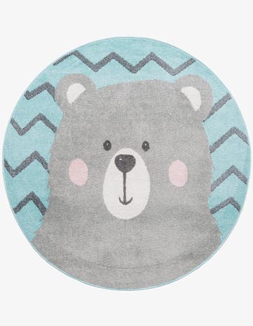 5' 3 x 5' 3 Bear Whimsy Kids Round Rug