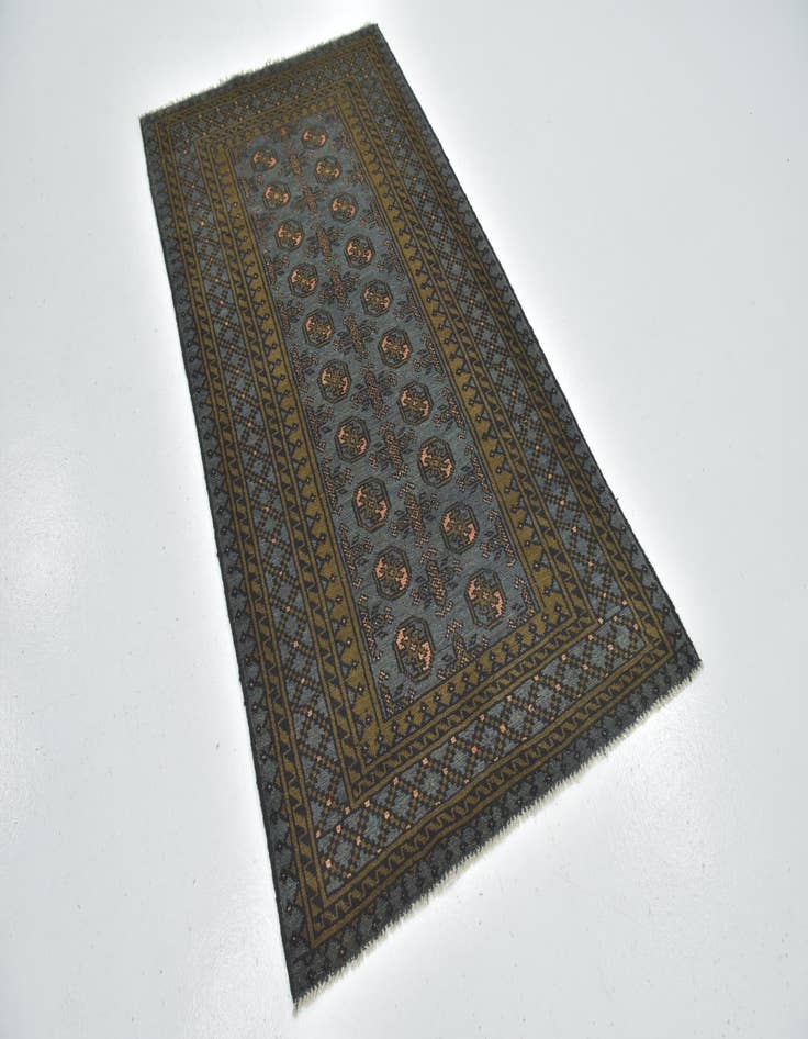 Detail image of 3' 5 x 6' 5 Hand Knotted Afghan Akhche Wool Runner Rug