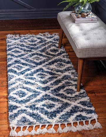 Blue Athena Shag Runner Rug