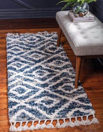 Blue Athena Shag Runner Rug