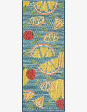 Blue Easy-Clean Baja Indoor / Outdoor Runner Rug