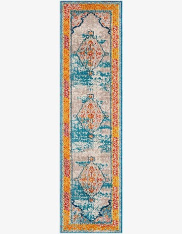 Blue Washable Carnevale Runner Rug