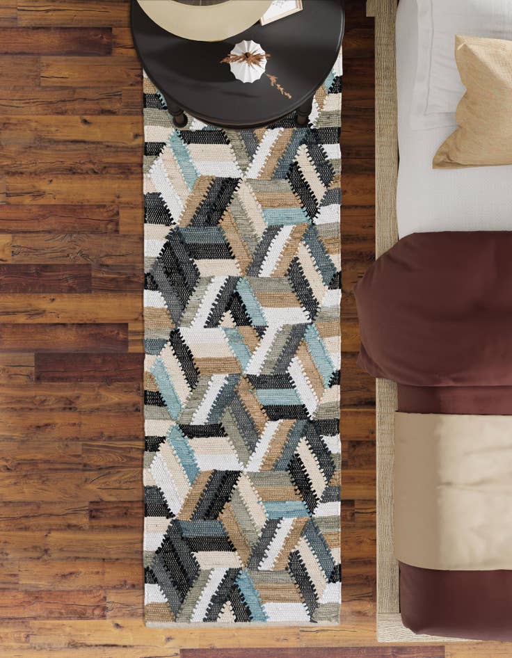 Detail image of 2' x 8'  Hand Braided Chindi Cotton Runner Rug