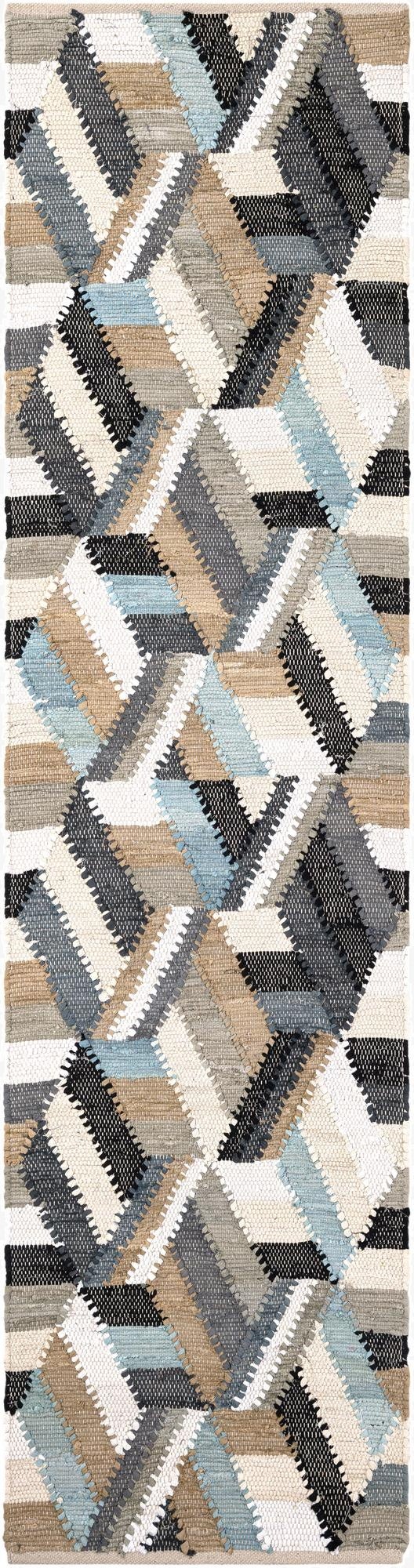 2' x 8'  Hand Braided Chindi Cotton Runner Rug