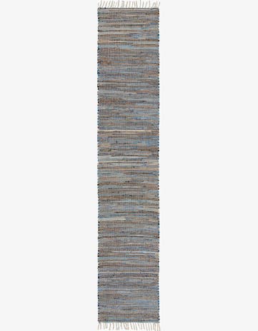 Blue Hand Woven Chindi Jute Runner Rug