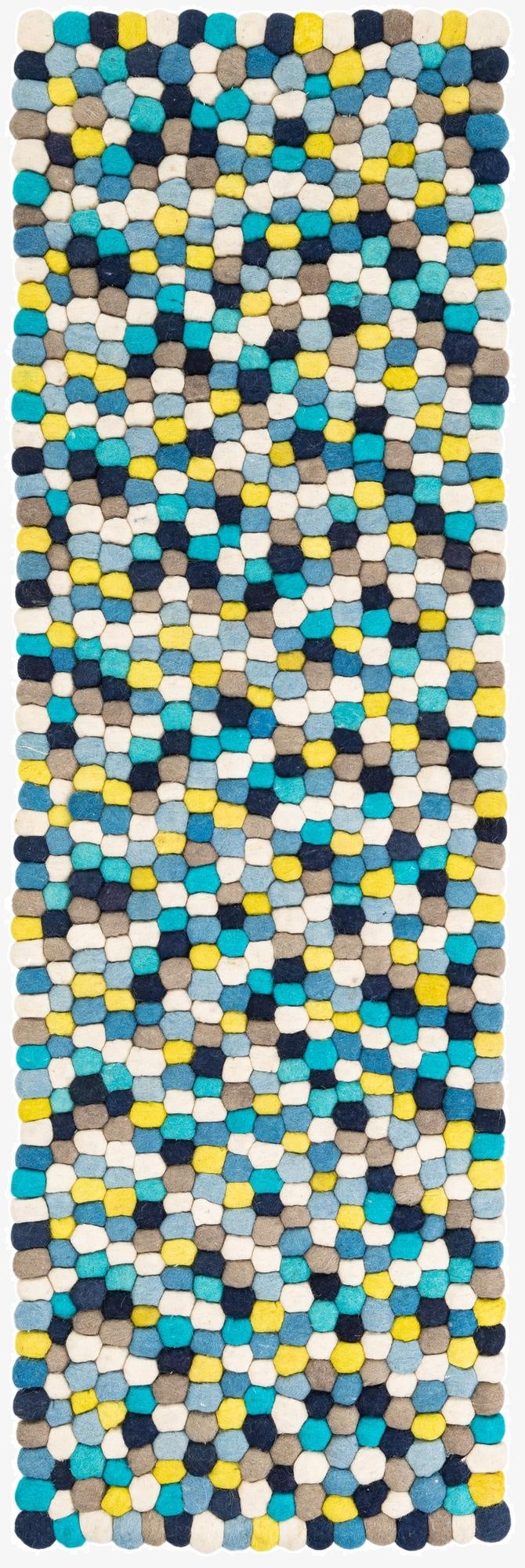 2' x 6' 1 Felt Ball Wool Runner Rug