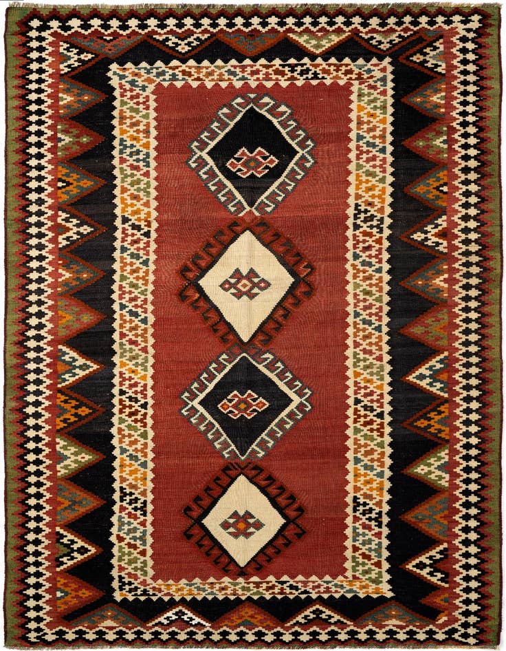 Detail image of 4' 6 x 9' 9 Hand Knotted Ghashghai Persian Runner Rug