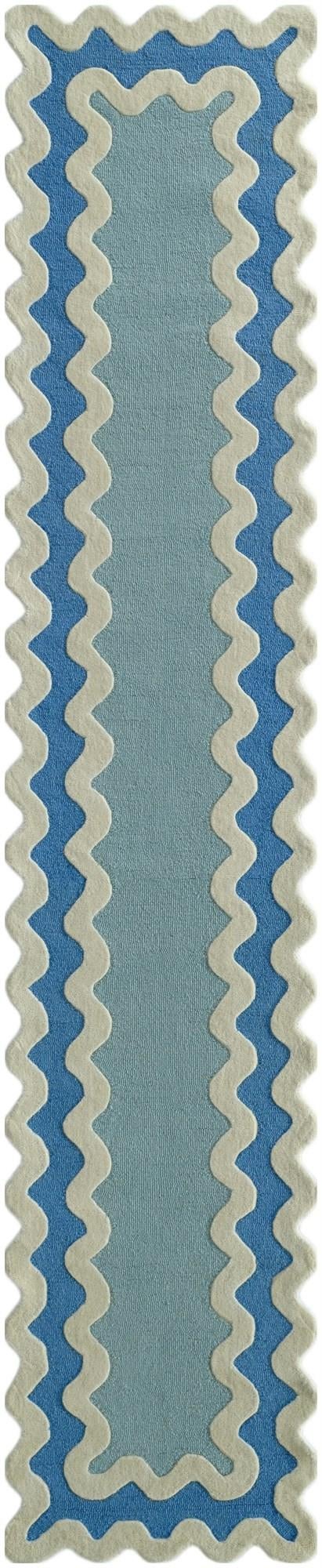 Blue Happy Rugs Wool Runner