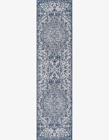 Blue Easy-Clean Jill Zarin Dubai Indoor / Outdoor Runner Rug