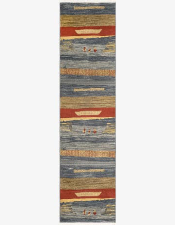 Blue Kashkuli Gabbeh Runner Rug