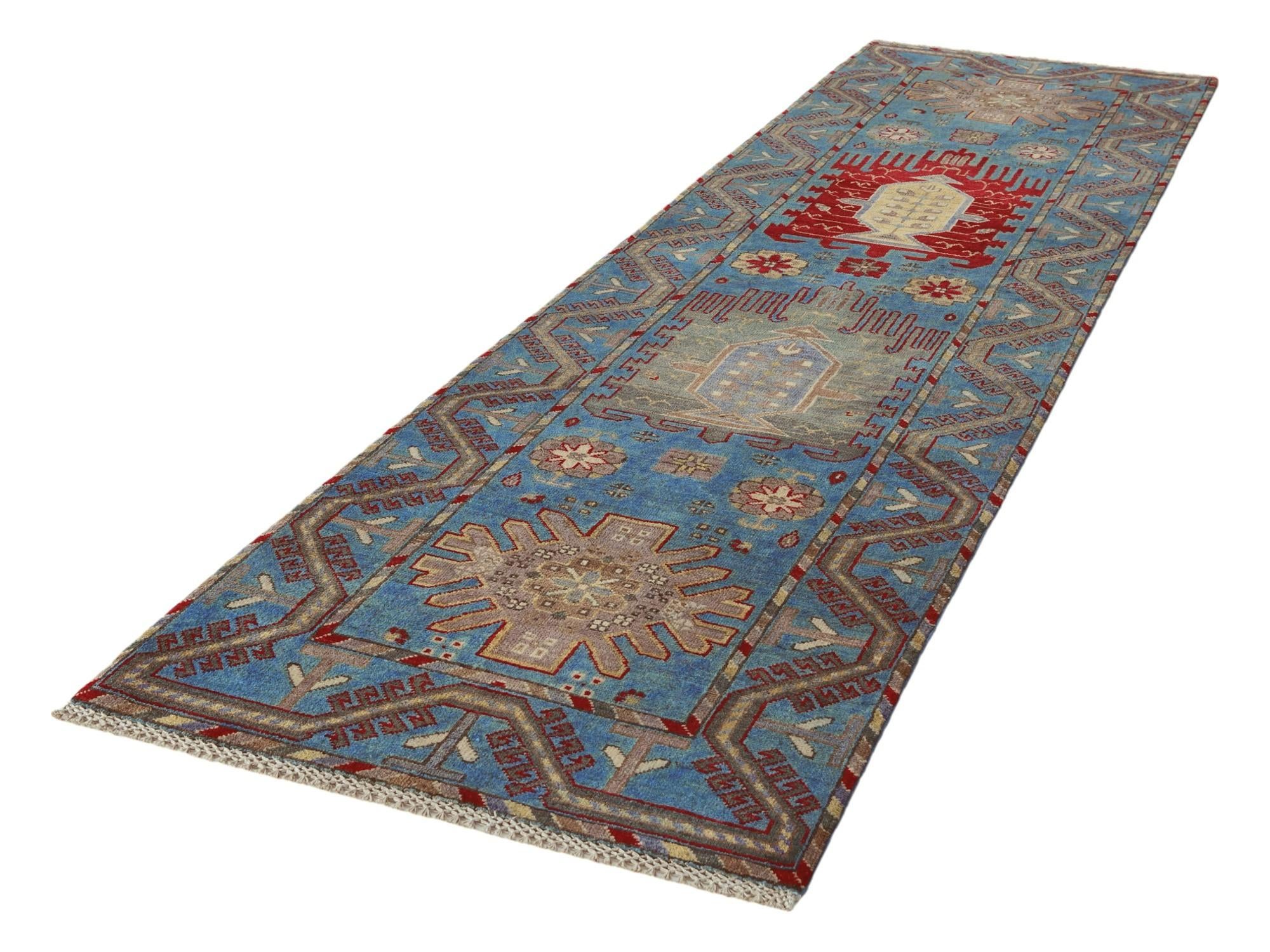 2' 9 x 10' 1 Hand Knotted Kazak Runner Rug