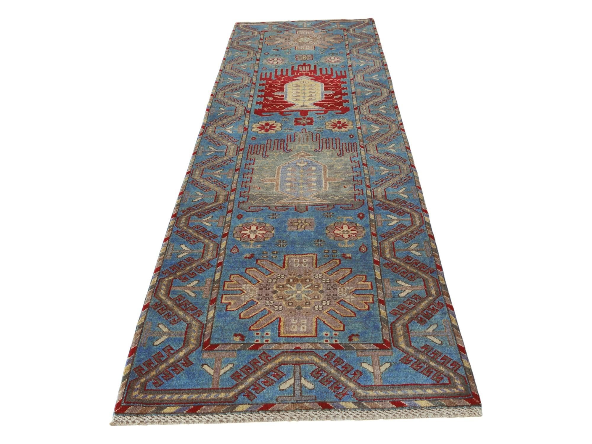 2' 9 x 10' 1 Hand Knotted Kazak Runner Rug