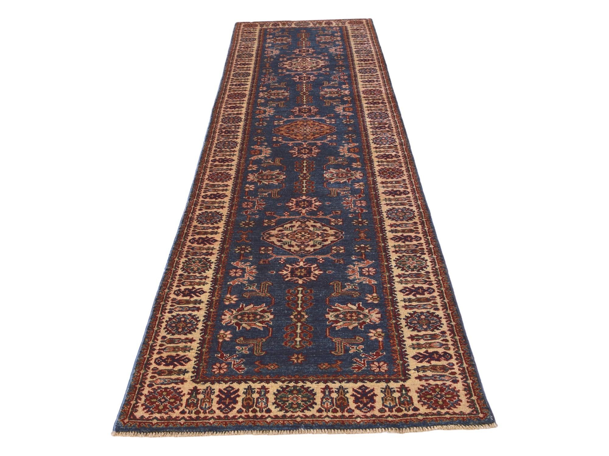 2' 7 x 10' Hand Knotted Kazak Runner Rug