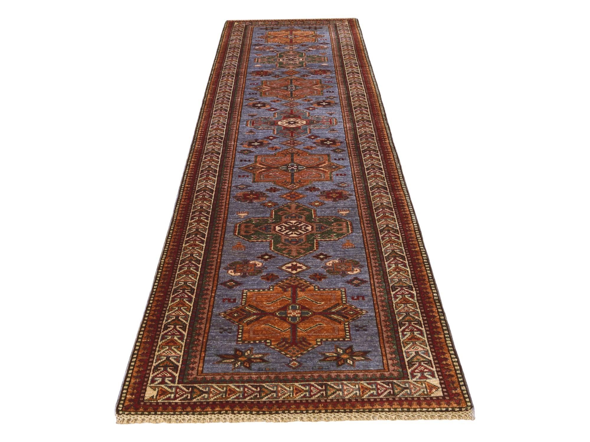 2' 7 x 10' Hand Knotted Kazak Runner Rug