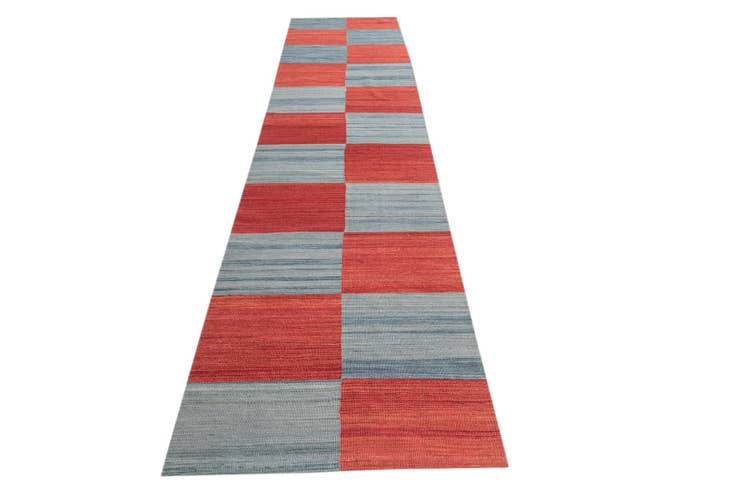 Detail image of 2' 9 x 12' 5 Hand Woven Kilim Modern Wool Runner Rug