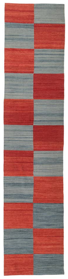 Detail image of 2' 9 x 12' 5 Hand Woven Kilim Modern Wool Runner Rug