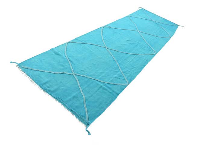 110cm x 345cm Handgewebt Kilim Modern Wolle Läufer Teppich
