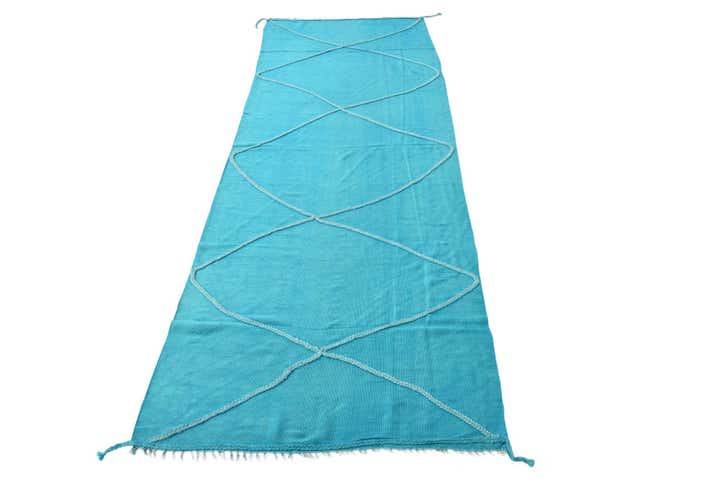 110cm x 345cm Handgewebt Kilim Modern Wolle Läufer Teppich