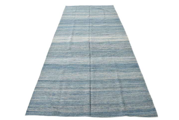 4' 8 x 10' 8 Hand Woven Kilim Modern Wool Runner Rug
