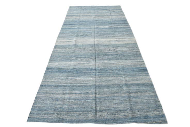 Detail image of 4' 8 x 10' 8 Hand Woven Kilim Modern Wool Runner Rug