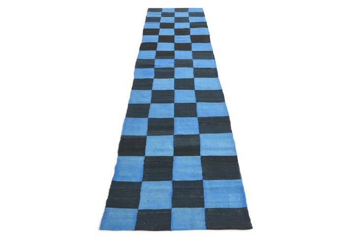 Detail image of 2' 6 x 11' 5 Hand Woven Kilim Modern Wool Runner Rug
