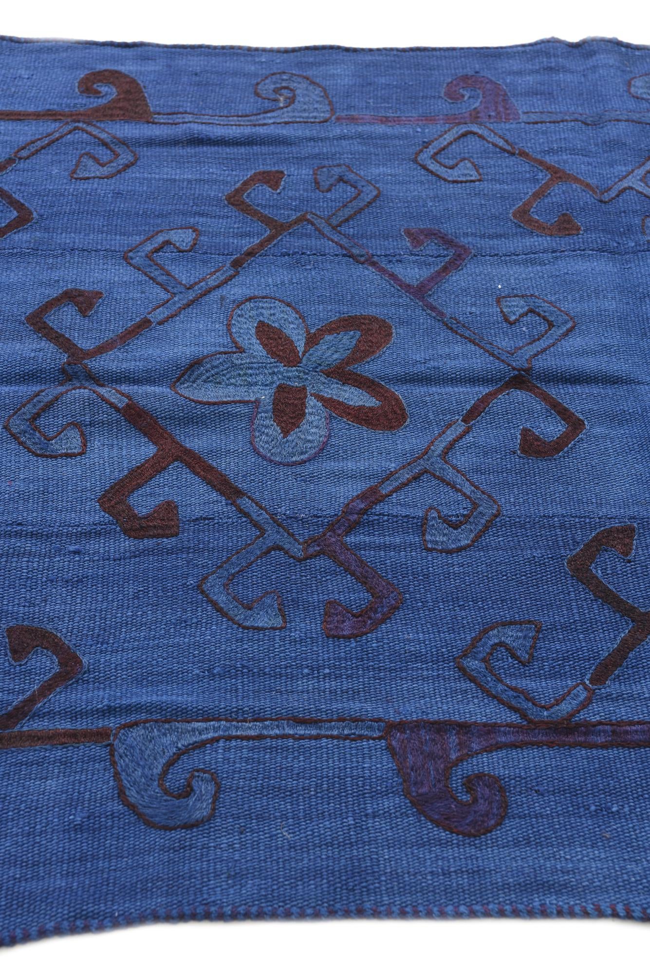 3' 7 x 8' 8 Hand Woven Kilim Suzani Wool Runner Rug