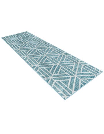 Blue Lattice Trellis Runner Rug
