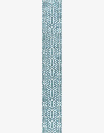 Blue Lattice Trellis Runner Rug