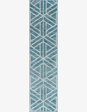 Blue Lattice Trellis Runner Rug