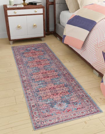 Blue Washable Maahru Runner Rug