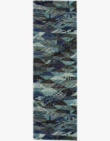 Blue Washable Mesa Runner Rug