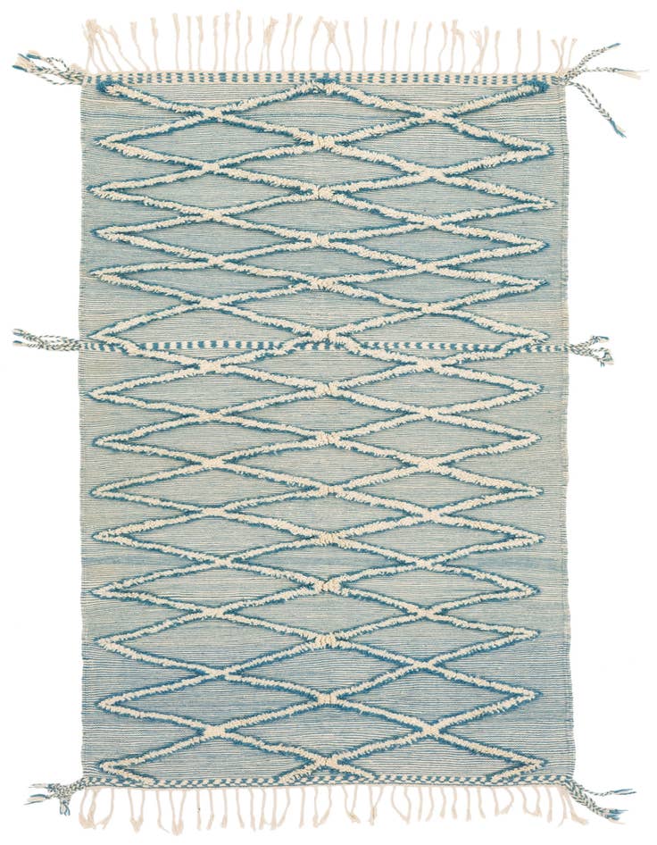 Detail image of 4' 8 x 9' 7 Hand Knotted Moroccan Wool Runner Rug
