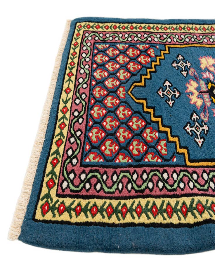 Detail image of 2' 6 x 5' Hand Knotted Moroccan Wool Runner Rug